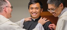 Br. Miggo Roque celebrating after making his First Vows.