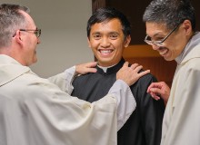 Br. Miggo Roque celebrating after making his First Vows.