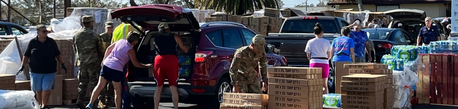 Hurricane relief efforts in the San Pedro Parish parking lot