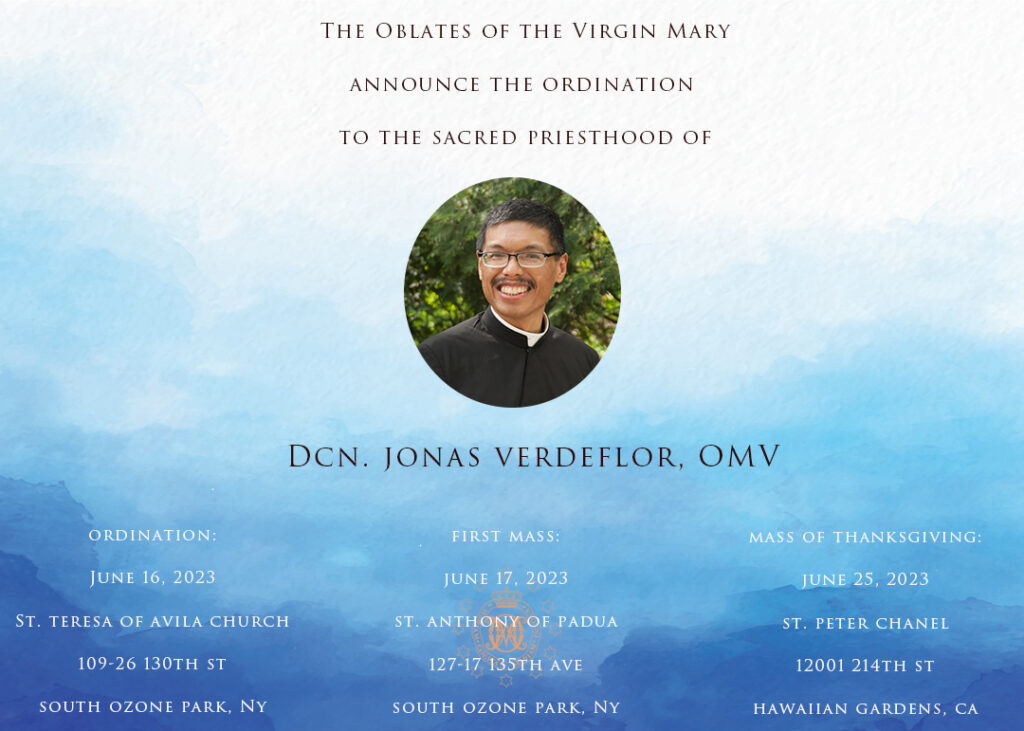 Announcement of Deacon Jonas' priestly ordination