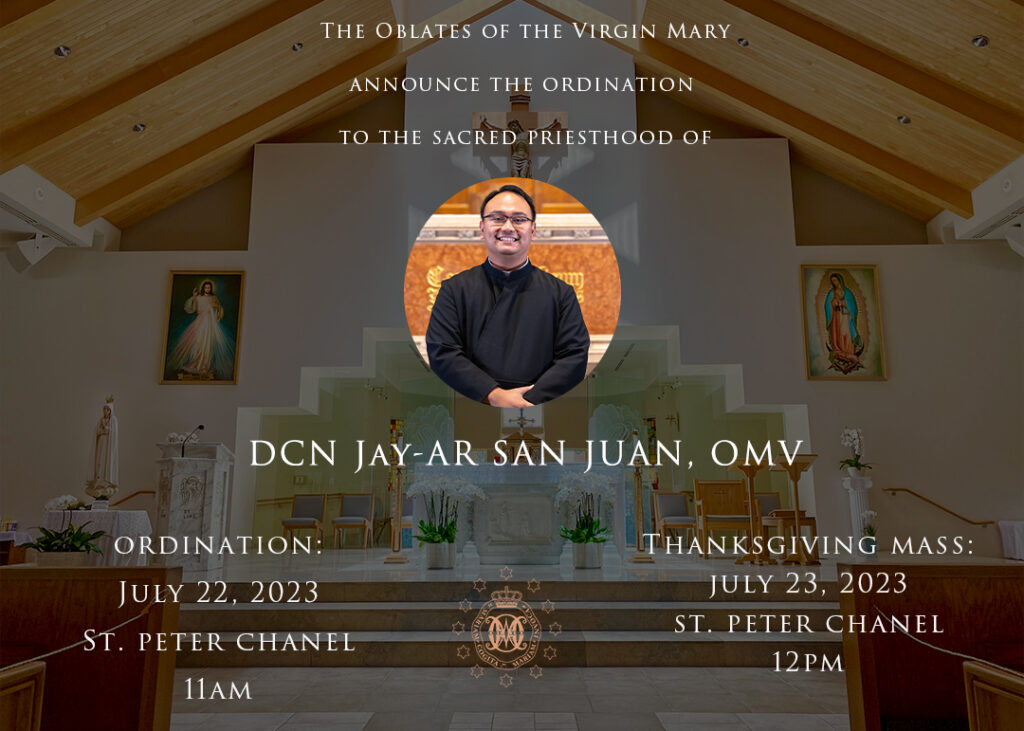 Announcement of the Priestly Ordination of Deacon Jay-Ar San Juan, OMV