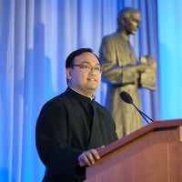 Deacon Jay-Ar speaking at the 2023 Oblate Gala