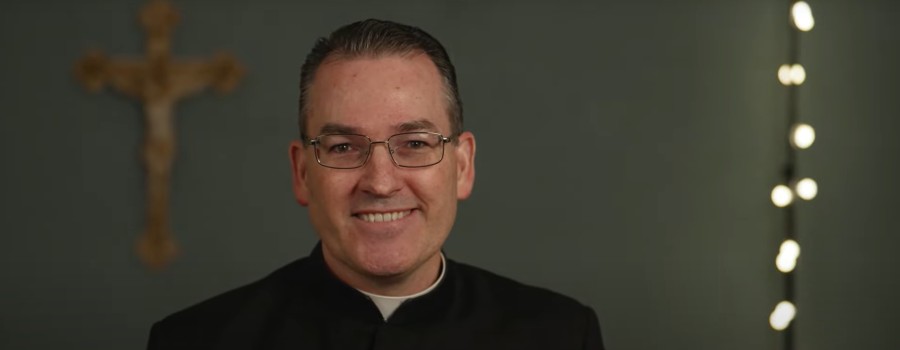 Fr. Shawn Monahan smiling in a still from his virtual workshop, The Path to Healing Our Broken Hearts