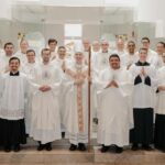 The Oblates of the Virgin Mary pose for a group picture at Fr. Jonathon Hank's and Fr. Jorge Sanchez's priestly ordination.