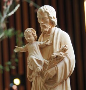 A statue of St. Joseph holding a child