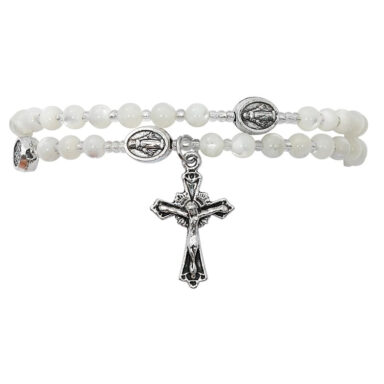 Twistable MOP Silver Rosary Bracelet