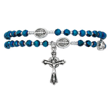 Blue Crystal Twistable Rosary Bracelet