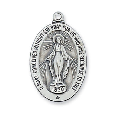 Sterling Silver Miraculous Medal, 1 3/8" (gift included)