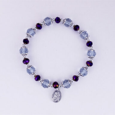 St. Joseph Purple Rosary Bracelet with Prayer Card