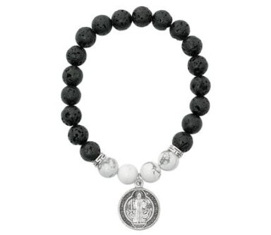 Black Lava/Howlite St. Benedict Bracelet