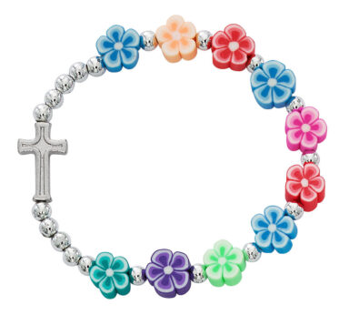 Kid's Multi-Color Flower Rosary Bracelet.