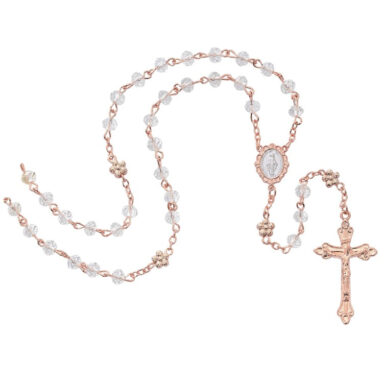 Rose-tone Rosary with Crystal Beads