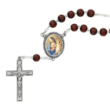 "Two Hearts" Auto Rosary - Red