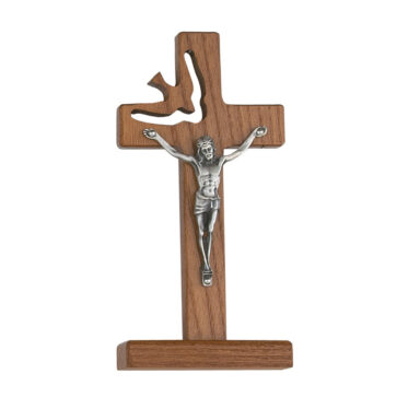 Standing Walnut Holy Spirit Crucifix, 6"