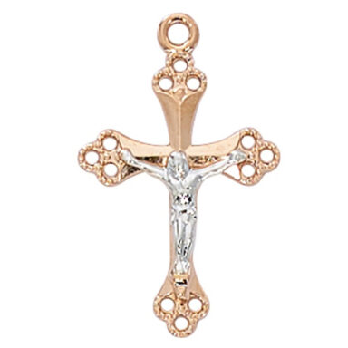 Rose Gold/SS Two-Tone Crucifix Pendant