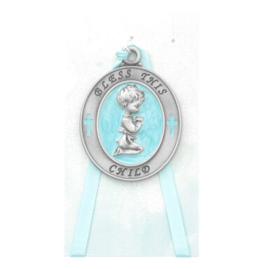 Blue Pearlized Crib Medal - Boy