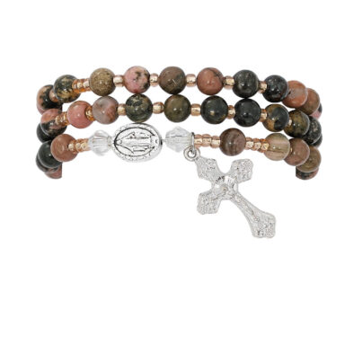 Rhodonite Twistable Rosary with Prayer Card