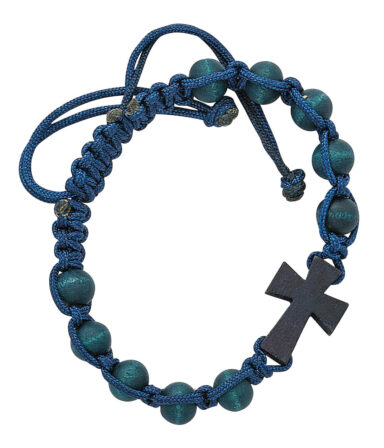 Blue Corded Cross Bracelet