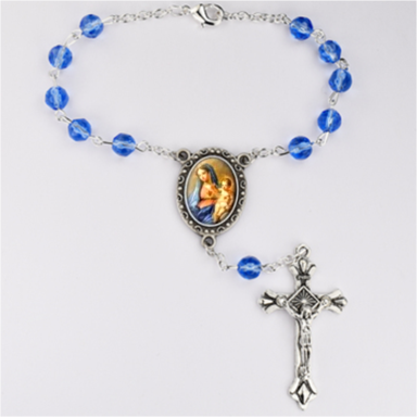 Two Hearts Auto Rosary, Crystal Beads
