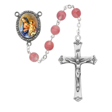 Frosted Rose “Two Hearts” Rosary