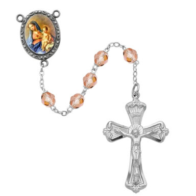 “Two Hearts" Rose Crystal Rosary