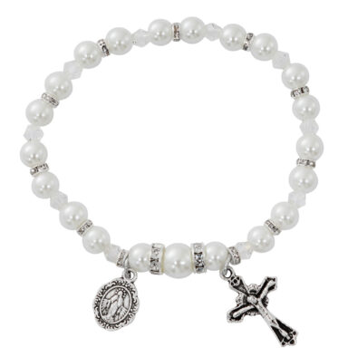 Pearl and Crystal Rosary Bracelet
