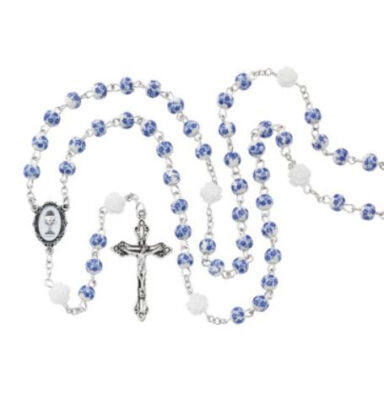 Blue Ceramic Communion Rosary