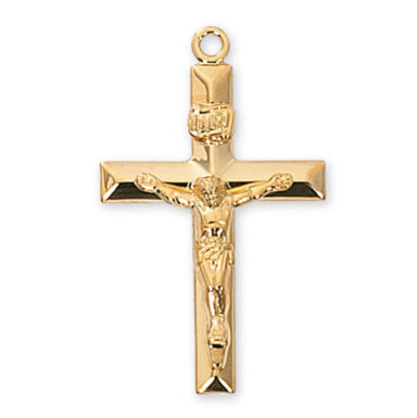 Gold/SS Crucifix Pendant, 1.25"