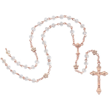 Rose-tone and Crystal First Communion Rosary