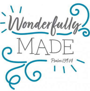 Scripture Swaddle Blanket: Wonderfully Made - blue