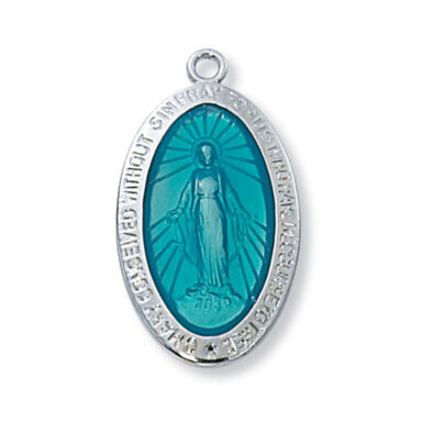 SS Miraculous Medal Blue Enamel