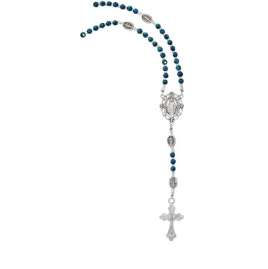Blue Crystal Miraculous Medal Necklace
