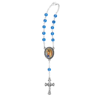 Blue Crystal "Two Hearts" Auto Rosary