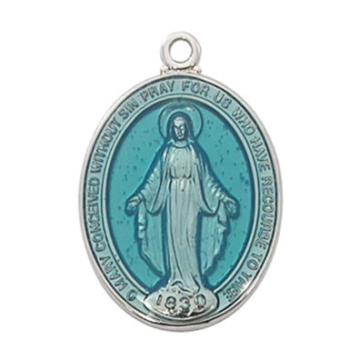 Sterling Silver with Blue Enamel Miraculous Medal