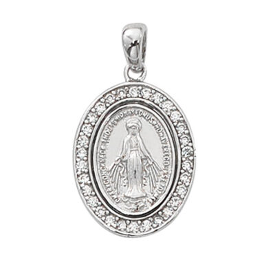 Sterling Silver w/ Crystals Miraculous Medal (gift included)